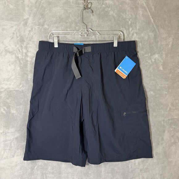 NWT Columbia Men's L Palmerston Peak Shorts Black Belted Hiking Outdoor Nylon - Picture 1 of 8